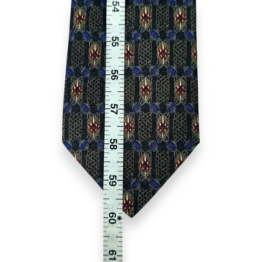 Omaggio Robert Talbott Mens‎ Silk Tie 60 x 3.75 Gray Blue Italy Geometric VTG